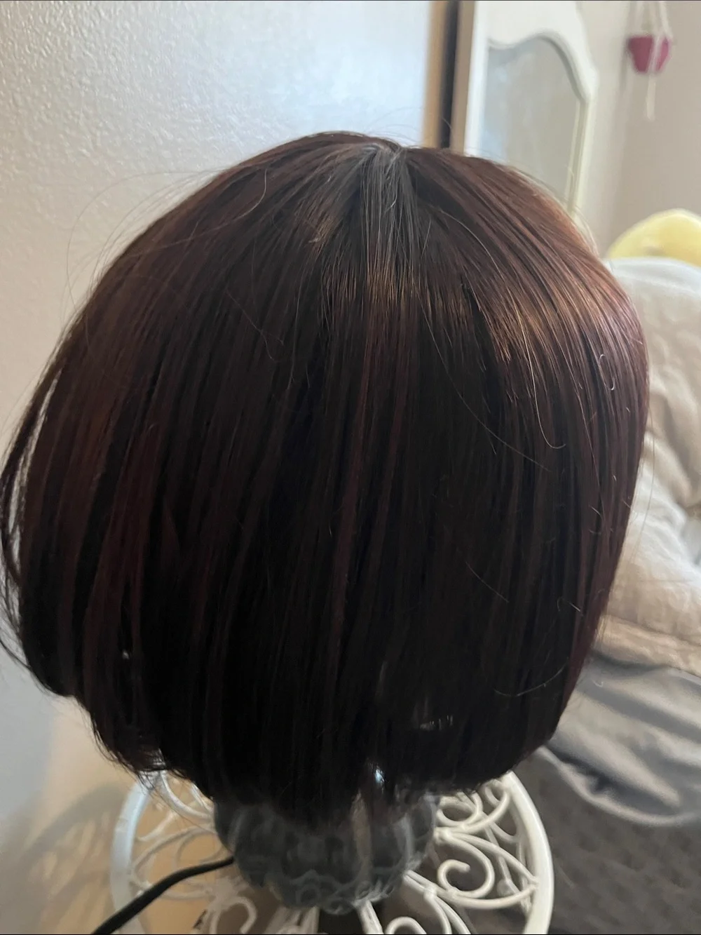 Bold Orange and Brown Synthetic Bob Wig with Blunt Bangs